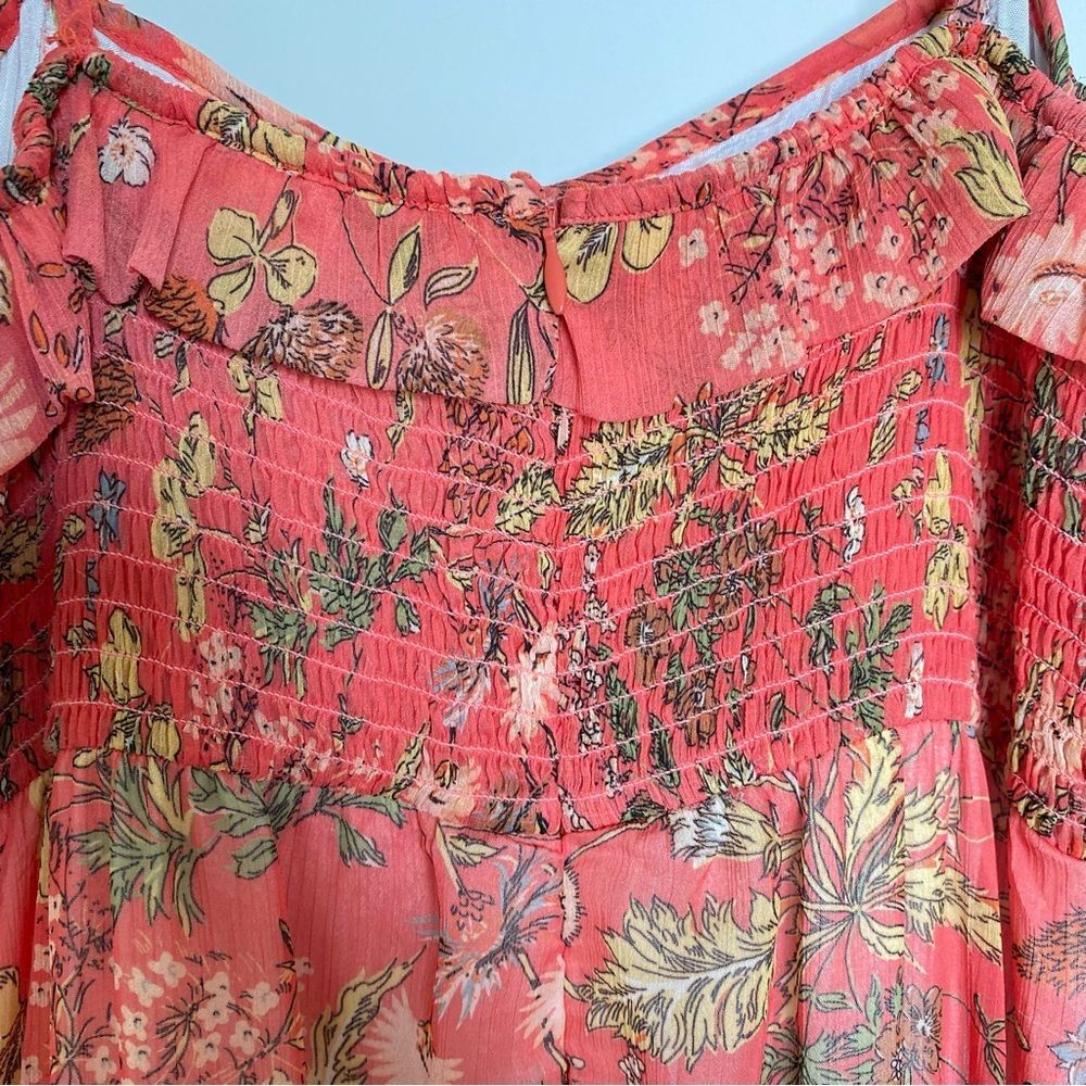 byTiMo Chiffon Strap Maxi Dress Salmon Bright Field Sleeveless Size XS NWOT - Picture 13 of 16